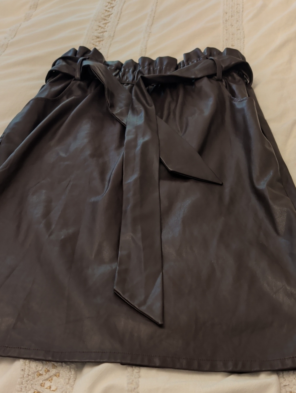 Time and Tru Faux Leather Paperbag Mini Skirt in Dark Brown
